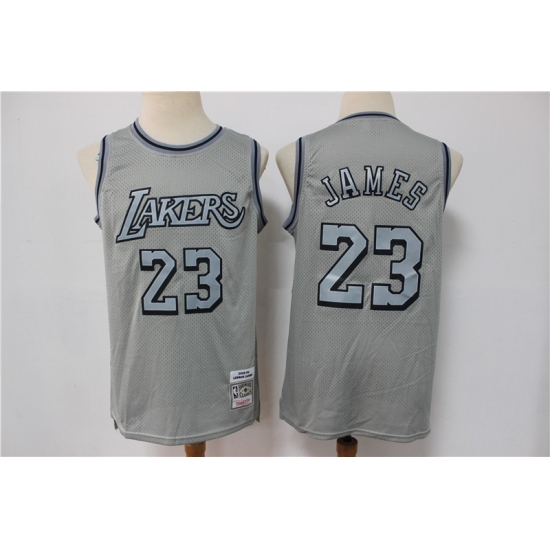 Men Los Angeles Lakers Lebron James 23 Gray Hardwood Classic Michell&Ness Limited Jersey Men Los Angeles Lakers Lebron James 23 Gray Hardwood Classic Michell&Ness Limited Jersey