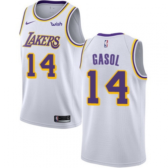 Men Nike Los Angeles Lakers 14 Marc Gasol White NBA Swingman Association Edition Jersey Men Nike Los Angeles Lakers 14 Marc Gasol White NBA Swingman Association Edition Jersey