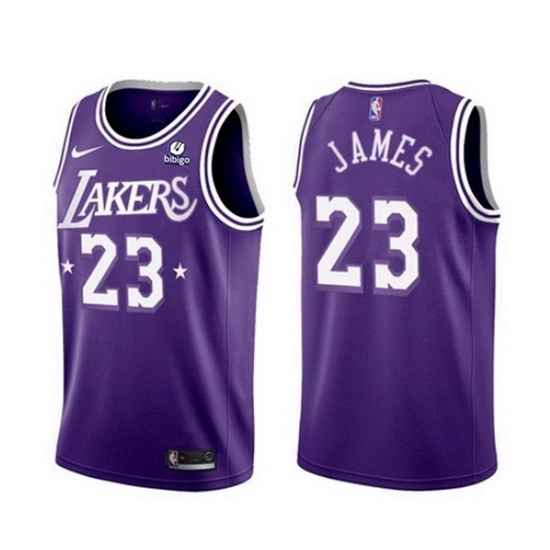 Men's Los Angeles Lakers #23 LeBron James 2021 22 City Edition Purple Stitched Jersey Men's Los Angeles Lakers #23 LeBron James 2021 22 City Edition Purple Stitched Jersey