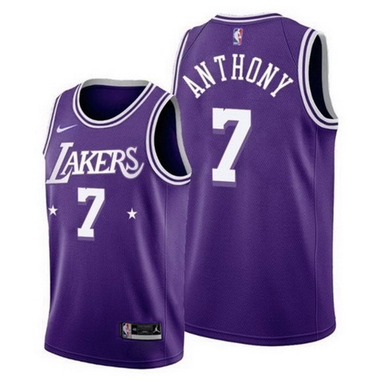 Men's Los Angeles Lakers #7 Carmelo Anthony 2021 22 City Edition Purple Stitched Jersey Men's Los Angeles Lakers #7 Carmelo Anthony 2021 22 City Edition Purple Stitched Jersey