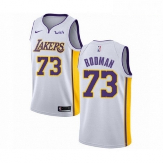 Mens Los Angeles Lakers 73 Dennis Rodman Authentic White Basketball Jersey Association Edition Mens Los Angeles Lakers 73 Dennis Rodman Authentic White Basketball Jersey Association Edition