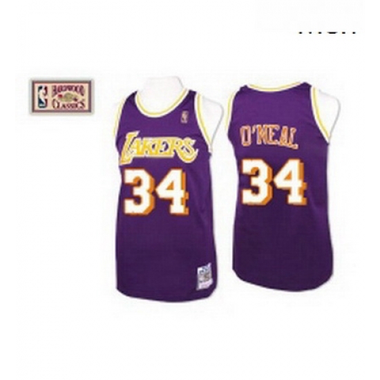 Mens Mitchell and Ness Los Angeles Lakers 34 Shaquille ONeal Authentic Purple Throwback NBA Jersey Mens Mitchell and Ness Los Angeles Lakers 34 Shaquille ONeal Authentic Purple Throwback NBA Jersey