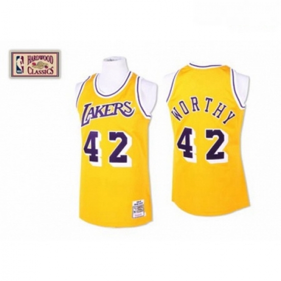Mens Mitchell and Ness Los Angeles Lakers 42 James Worthy Authentic Gold Throwback NBA Jersey Mens Mitchell and Ness Los Angeles Lakers 42 James Worthy Authentic Gold Throwback NBA Jersey