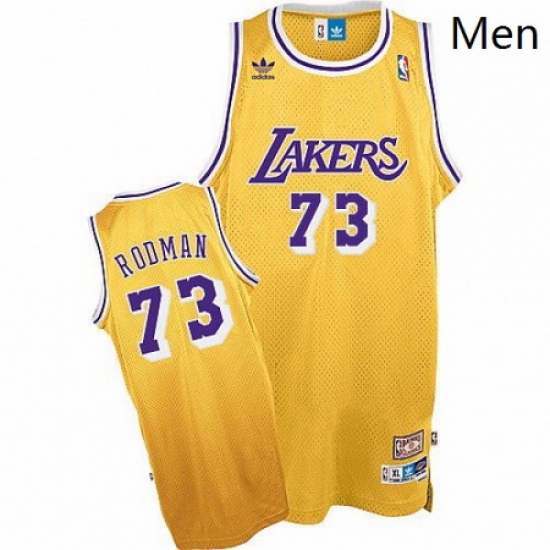 Mens Mitchell and Ness Los Angeles Lakers 73 Dennis Rodman Swingman Gold Throwback NBA Jersey Mens Mitchell and Ness Los Angeles Lakers 73 Dennis Rodman Swingman Gold Throwback NBA Jersey