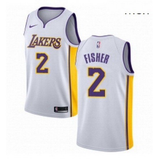 Mens Nike Los Angeles Lakers 2 Derek Fisher Swingman White NBA Jersey Association Edition Mens Nike Los Angeles Lakers 2 Derek Fisher Swingman White NBA Jersey Association Edition