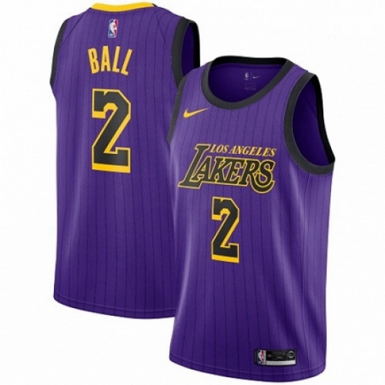 Mens Nike Los Angeles Lakers 2 Lonzo Ball Swingman Purple NBA Jersey City Edition Mens Nike Los Angeles Lakers 2 Lonzo Ball Swingman Purple NBA Jersey City Edition