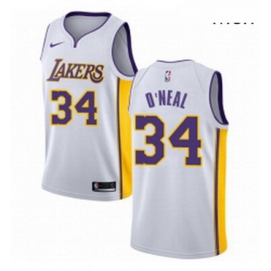 Mens Nike Los Angeles Lakers 34 Shaquille ONeal Swingman White NBA Jersey Association Edition Mens Nike Los Angeles Lakers 34 Shaquille ONeal Swingman White NBA Jersey Association Edition