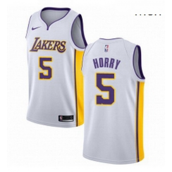 Mens Nike Los Angeles Lakers 5 Robert Horry Authentic White NBA Jersey Association Edition Mens Nike Los Angeles Lakers 5 Robert Horry Authentic White NBA Jersey Association Edition