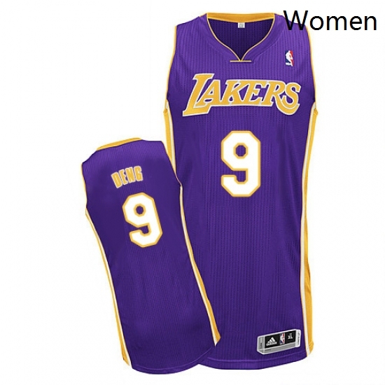 Womens Adidas Los Angeles Lakers 9 Luol Deng Authentic Purple Road NBA Jersey 