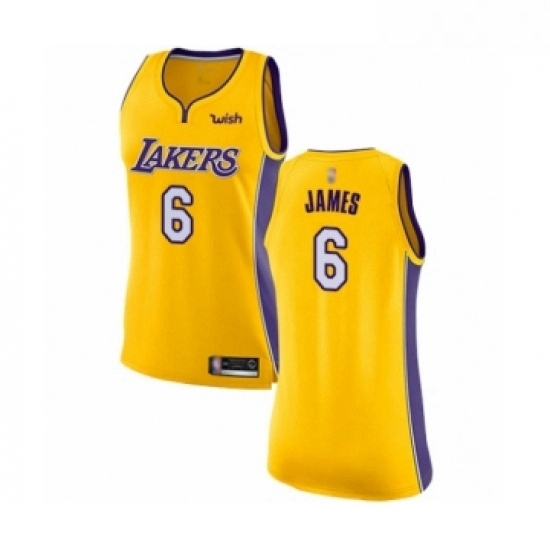 Womens Los Angeles Lakers 6 LeBron James Authentic Gold Basketball Jersey Icon Edition Womens Los Angeles Lakers 6 LeBron James Authentic Gold Basketball Jersey Icon Edition