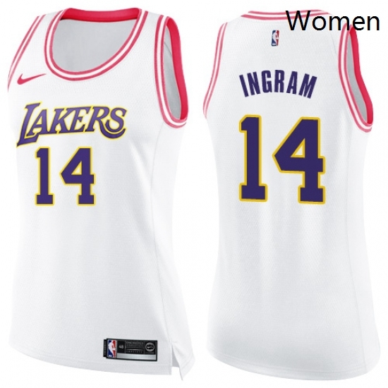 Womens Nike Los Angeles Lakers 14 Brandon Ingram Swingman WhitePink Fashion NBA Jersey Womens Nike Los Angeles Lakers 14 Brandon Ingram Swingman WhitePink Fashion NBA Jersey