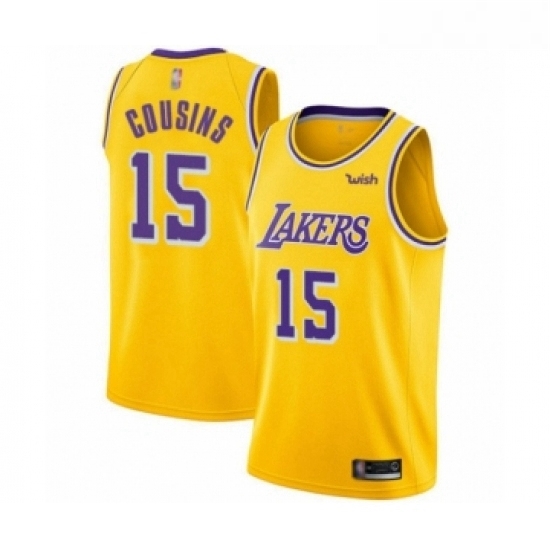 Youth Los Angeles Lakers 15 DeMarcus Cousins Swingman Gold Basketball Jersey Icon Edition Youth Los Angeles Lakers 15 DeMarcus Cousins Swingman Gold Basketball Jersey Icon Edition
