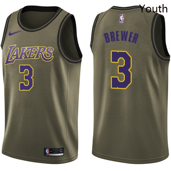 Youth Nike Los Angeles Lakers 3 Corey Brewer Swingman Green Salute to Service NBA Jersey Youth Nike Los Angeles Lakers 3 Corey Brewer Swingman Green Salute to Service NBA Jersey