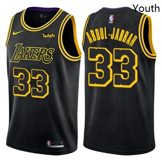 Youth Nike Los Angeles Lakers 33 Kareem Abdul Jabbar Swingman Black NBA Jersey City Edition Youth Nike Los Angeles Lakers 33 Kareem Abdul Jabbar Swingman Black NBA Jersey City Edition