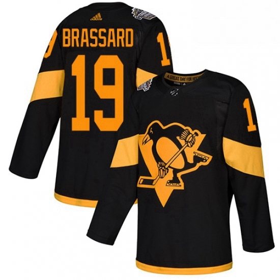 Mens Adidas Pittsburgh Penguins 19 Derick Brassard Black Authentic 2019 Stadium Series Stitched NHL Jersey Mens Adidas Pittsburgh Penguins 19 Derick Brassard Black Authentic 2019 Stadium Series Stitched NHL Jersey