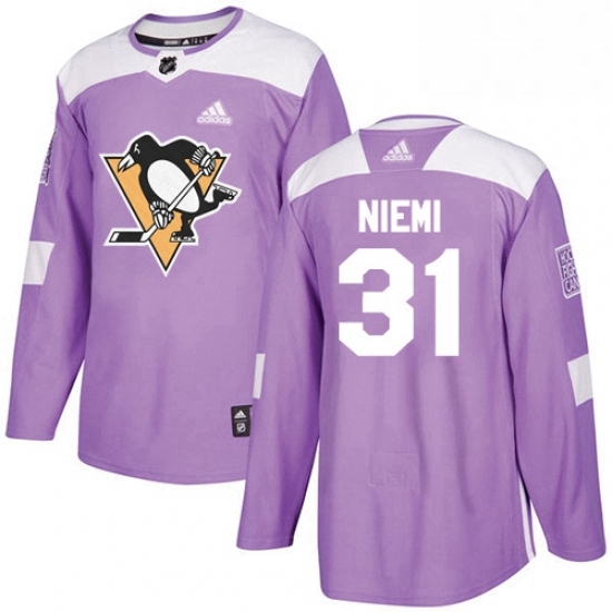 Mens Adidas Pittsburgh Penguins 31 Antti Niemi Authentic Purple Fights Cancer Practice NHL Jersey Mens Adidas Pittsburgh Penguins 31 Antti Niemi Authentic Purple Fights Cancer Practice NHL Jersey