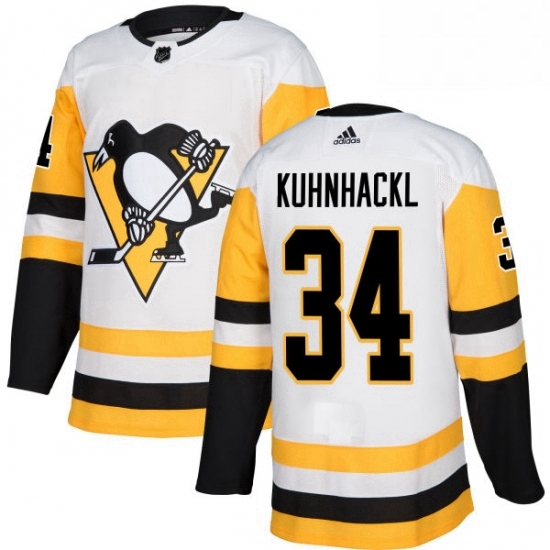 Mens Adidas Pittsburgh Penguins 34 Tom Kuhnhackl Authentic White Away NHL Jersey Mens Adidas Pittsburgh Penguins 34 Tom Kuhnhackl Authentic White Away NHL Jersey