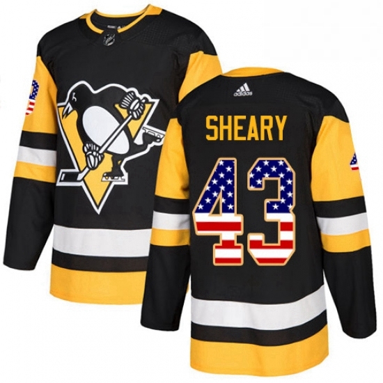Mens Adidas Pittsburgh Penguins 43 Conor Sheary Authentic Black USA Flag Fashion NHL Jersey Mens Adidas Pittsburgh Penguins 43 Conor Sheary Authentic Black USA Flag Fashion NHL Jersey