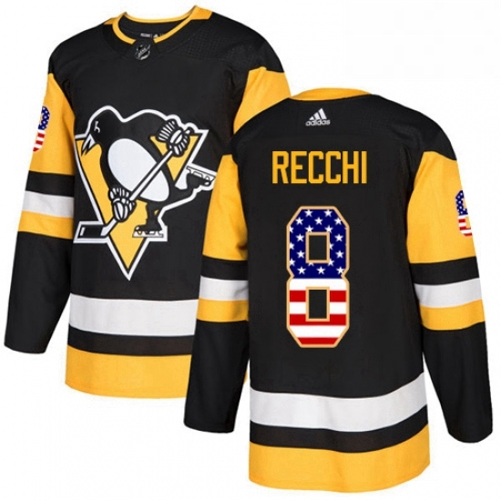 Mens Adidas Pittsburgh Penguins 8 Mark Recchi Authentic Black USA Flag Fashion NHL Jersey Mens Adidas Pittsburgh Penguins 8 Mark Recchi Authentic Black USA Flag Fashion NHL Jersey