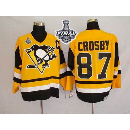 Mitchell 26Ness Penguins #87 Sidney Crosby Yellow 2017 Stanley Cup Final Patch Stitched NHL Jersey Mitchell 26Ness Penguins #87 Sidney Crosby Yellow 2017 Stanley Cup Final Patch Stitched NHL Jersey