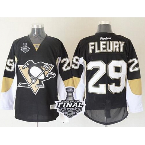 Penguins #29 Andre Fleury Black 2017 Stanley Cup Final Patch Stitched NHL Jersey Penguins #29 Andre Fleury Black 2017 Stanley Cup Final Patch Stitched NHL Jersey