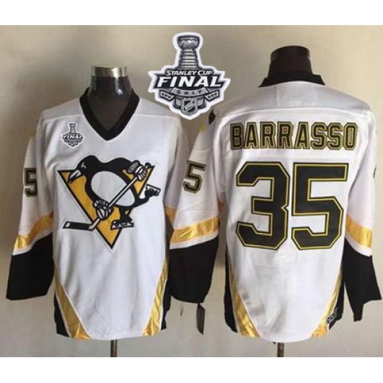 Penguins #35 Tom Barrasso White CCM Throwback 2017 Stanley Cup Final Patch Stitched NHL Jersey Penguins #35 Tom Barrasso White CCM Throwback 2017 Stanley Cup Final Patch Stitched NHL Jersey