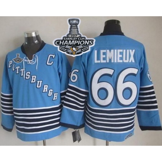 Penguins #66 Mario Lemieux Light Blue CCM Throwback 2017 Stanley Cup Finals Champions Stitched NHL Jersey Penguins #66 Mario Lemieux Light Blue CCM Throwback 2017 Stanley Cup Finals Champions Stitched NHL Jersey