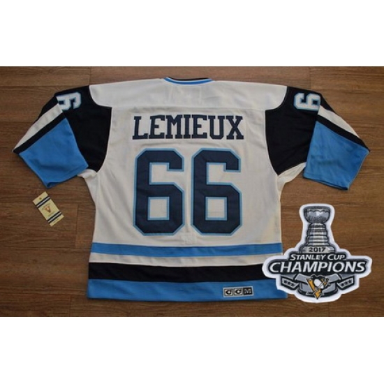 Penguins #66 Mario Lemieux White Blue CCM Throwback 2017 Stanley Cup Finals Champions Stitched NHL Jersey Penguins #66 Mario Lemieux White Blue CCM Throwback 2017 Stanley Cup Finals Champions Stitched NHL Jersey