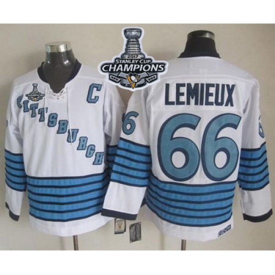 Penguins #66 Mario Lemieux White Light Blue CCM Throwback 2017 Stanley Cup Finals Champions Stitched NHL Jersey Penguins #66 Mario Lemieux White Light Blue CCM Throwback 2017 Stanley Cup Finals Champions Stitched NHL Jersey