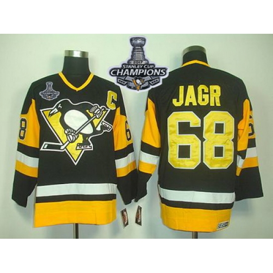 Penguins #68 Jaromir Jagr Black CCM Throwback 2017 Stanley Cup Finals Champions Stitched NHL Jersey Penguins #68 Jaromir Jagr Black CCM Throwback 2017 Stanley Cup Finals Champions Stitched NHL Jersey
