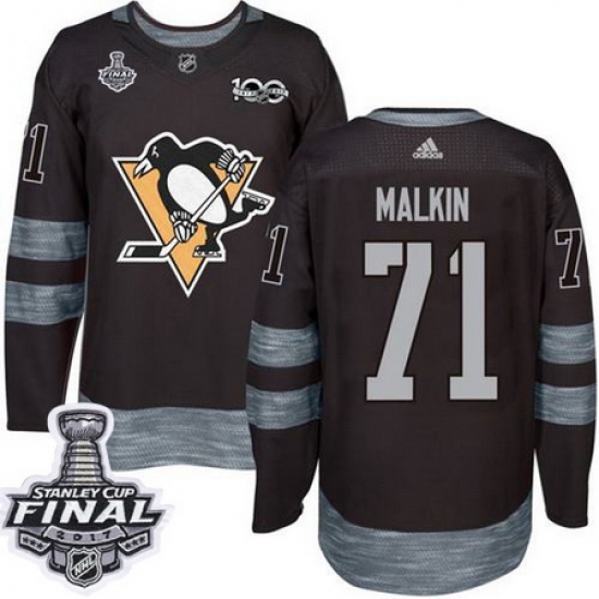 Penguins #71 Evgeni Malkin Black 1917 2017 100th Anniversary Stanley Cup Final Patch Stitched NHL Jersey Penguins #71 Evgeni Malkin Black 1917 2017 100th Anniversary Stanley Cup Final Patch Stitched NHL Jersey