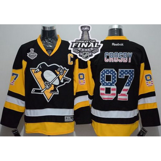 Penguins #87 Sidney Crosby Black Alternate USA Flag Fashion 2017 Stanley Cup Final Patch Stitched NHL Jersey Penguins #87 Sidney Crosby Black Alternate USA Flag Fashion 2017 Stanley Cup Final Patch Stitched NHL Jersey