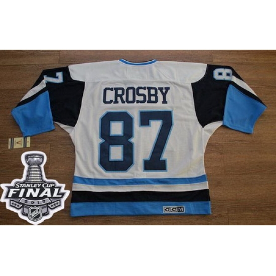 Penguins #87 Sidney Crosby White Blue CCM Throwback 2017 Stanley Cup Final Patch Stitched NHL Jersey Penguins #87 Sidney Crosby White Blue CCM Throwback 2017 Stanley Cup Final Patch Stitched NHL Jersey