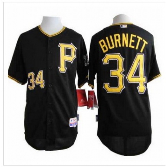 Pittsburgh Pirates #34 A. J. Burnett Black Cool Base Stitched Baseball Jersey Pittsburgh Pirates #34 A. J. Burnett Black Cool Base Stitched Baseball Jersey
