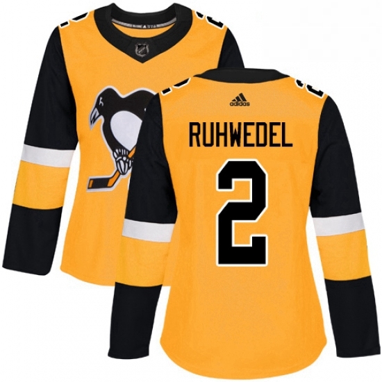 Womens Adidas Pittsburgh Penguins 2 Chad Ruhwedel Authentic Gold Alternate NHL Jersey Womens Adidas Pittsburgh Penguins 2 Chad Ruhwedel Authentic Gold Alternate NHL Jersey