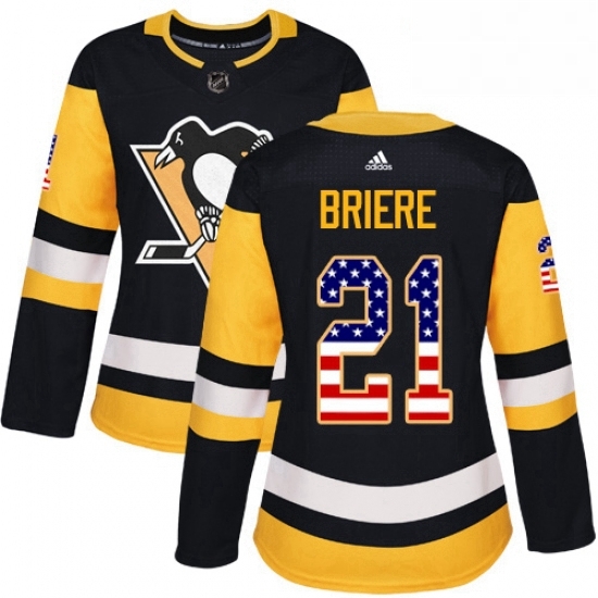 Womens Adidas Pittsburgh Penguins 21 Michel Briere Authentic Black USA Flag Fashion NHL Jersey Womens Adidas Pittsburgh Penguins 21 Michel Briere Authentic Black USA Flag Fashion NHL Jersey