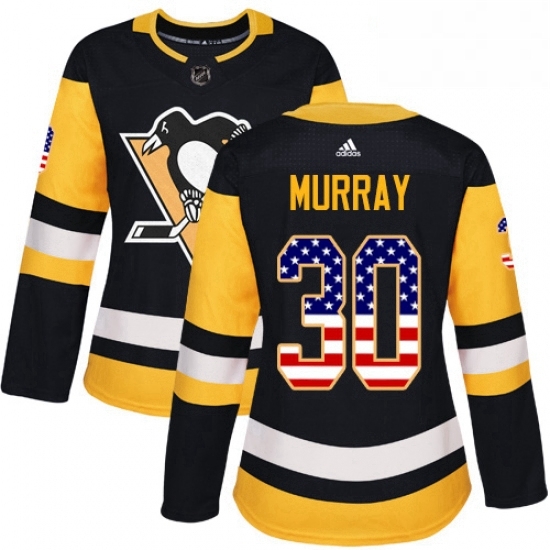 Womens Adidas Pittsburgh Penguins 30 Matt Murray Authentic Black USA Flag Fashion NHL Jersey Womens Adidas Pittsburgh Penguins 30 Matt Murray Authentic Black USA Flag Fashion NHL Jersey