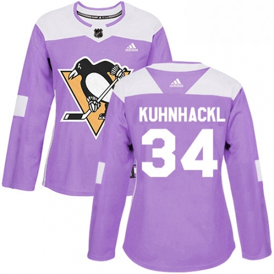 Womens Adidas Pittsburgh Penguins 34 Tom Kuhnhackl Authentic Purple Fights Cancer Practice NHL Jersey Womens Adidas Pittsburgh Penguins 34 Tom Kuhnhackl Authentic Purple Fights Cancer Practice NHL Jersey