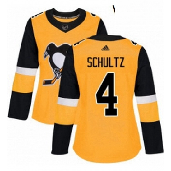 Womens Adidas Pittsburgh Penguins 4 Justin Schultz Authentic Gold Alternate NHL Jersey Womens Adidas Pittsburgh Penguins 4 Justin Schultz Authentic Gold Alternate NHL Jersey
