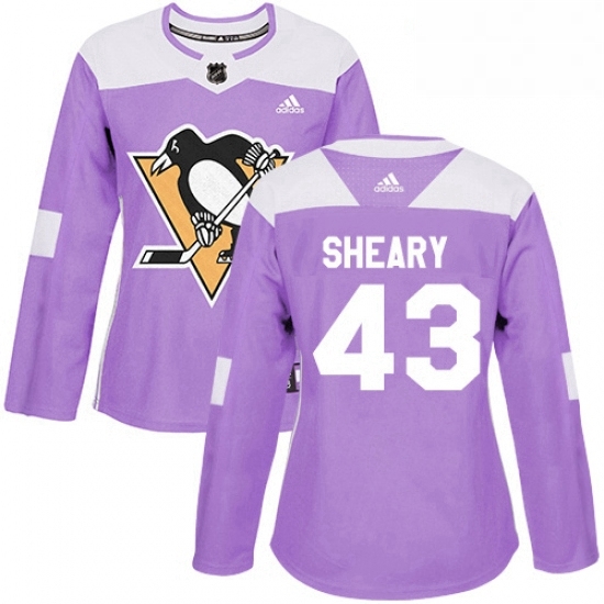 Womens Adidas Pittsburgh Penguins 43 Conor Sheary Authentic Purple Fights Cancer Practice NHL Jersey Womens Adidas Pittsburgh Penguins 43 Conor Sheary Authentic Purple Fights Cancer Practice NHL Jersey