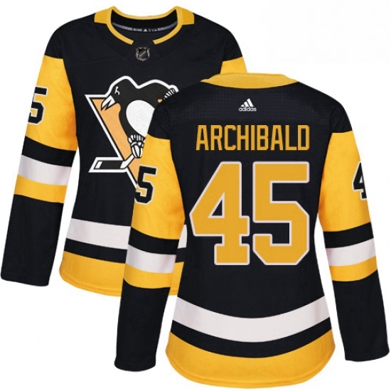 Womens Adidas Pittsburgh Penguins 45 Josh Archibald Authentic Black Home NHL Jersey Womens Adidas Pittsburgh Penguins 45 Josh Archibald Authentic Black Home NHL Jersey