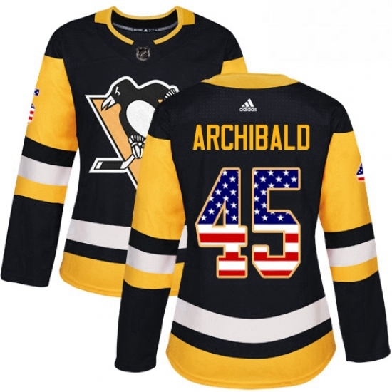 Womens Adidas Pittsburgh Penguins 45 Josh Archibald Authentic Black USA Flag Fashion NHL Jersey Womens Adidas Pittsburgh Penguins 45 Josh Archibald Authentic Black USA Flag Fashion NHL Jersey