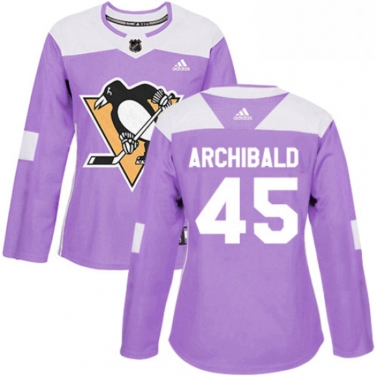 Womens Adidas Pittsburgh Penguins 45 Josh Archibald Authentic Purple Fights Cancer Practice NHL Jersey Womens Adidas Pittsburgh Penguins 45 Josh Archibald Authentic Purple Fights Cancer Practice NHL Jersey