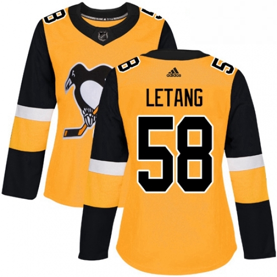 Womens Adidas Pittsburgh Penguins 58 Kris Letang Authentic Gold Alternate NHL Jersey Womens Adidas Pittsburgh Penguins 58 Kris Letang Authentic Gold Alternate NHL Jersey