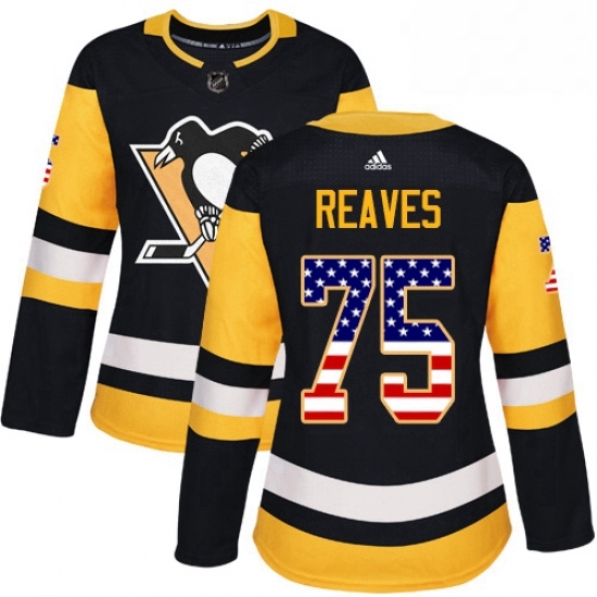 Womens Adidas Pittsburgh Penguins 75 Ryan Reaves Authentic Black USA Flag Fashion NHL Jersey Womens Adidas Pittsburgh Penguins 75 Ryan Reaves Authentic Black USA Flag Fashion NHL Jersey