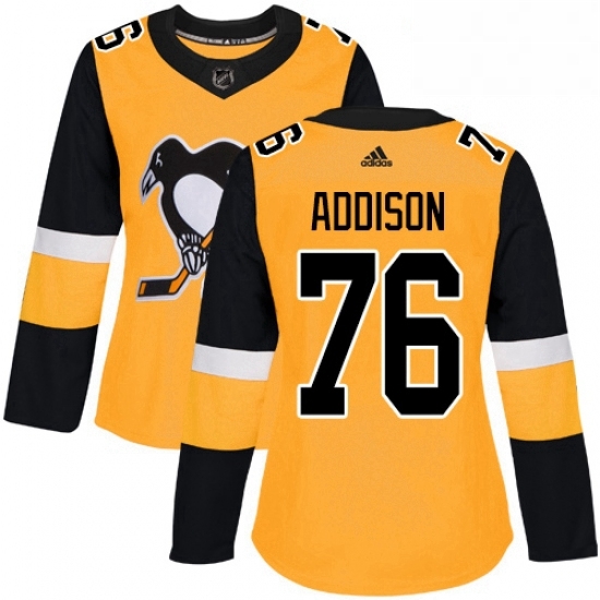 Womens Adidas Pittsburgh Penguins 76 Calen Addison Authentic Gold Alternate NHL Jersey Womens Adidas Pittsburgh Penguins 76 Calen Addison Authentic Gold Alternate NHL Jersey