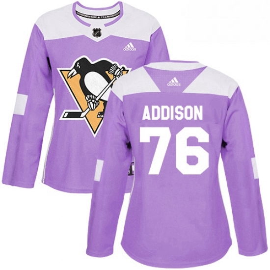 Womens Adidas Pittsburgh Penguins 76 Calen Addison Authentic Purple Fights Cancer Practice NHL Jersey Womens Adidas Pittsburgh Penguins 76 Calen Addison Authentic Purple Fights Cancer Practice NHL Jersey