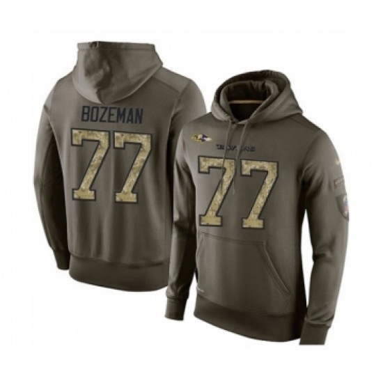 Football Mens Baltimore Ravens 77 Bradley Bozeman Green Salute To Service Pullover Hoodie Football Mens Baltimore Ravens 77 Bradley Bozeman Green Salute To Service Pullover Hoodie