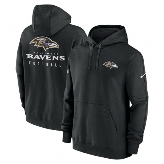 Men Baltimore Ravens Black Sideline Club Fleece Pullover Hoodie Men Baltimore Ravens Black Sideline Club Fleece Pullover Hoodie