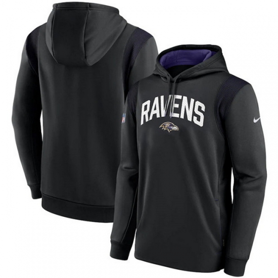 Men Baltimore Ravens Black Sideline Stack Performance Pullover Hoodie 001 Men Baltimore Ravens Black Sideline Stack Performance Pullover Hoodie 001